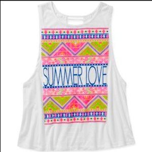 OP EUC Women’s Summer Love White Razor Back Tank